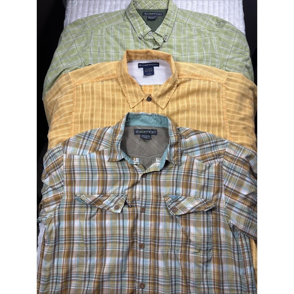 ExOfficio Men's Bundle 3 Pack of Large Vented Hiking Mesh Outdoor S/S Shirts GUC - Picture 2 of 16